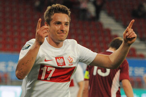 Radość Artura Sobiecha po trafieniu z Łotwą przed Euro 2012. Fot. Radek Piasecki